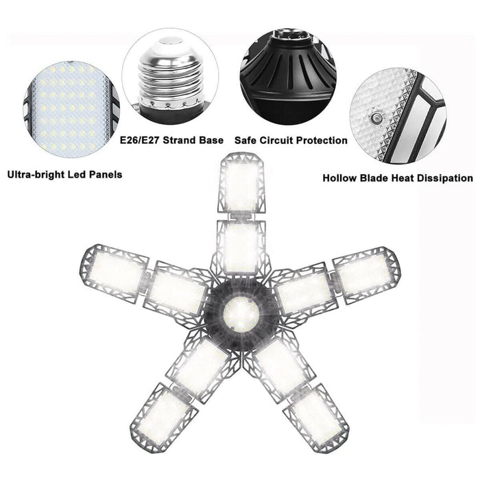 180W Super Bright LED Garage Light Deformable Ceiling Lights Workshop Shop - Battery Mate