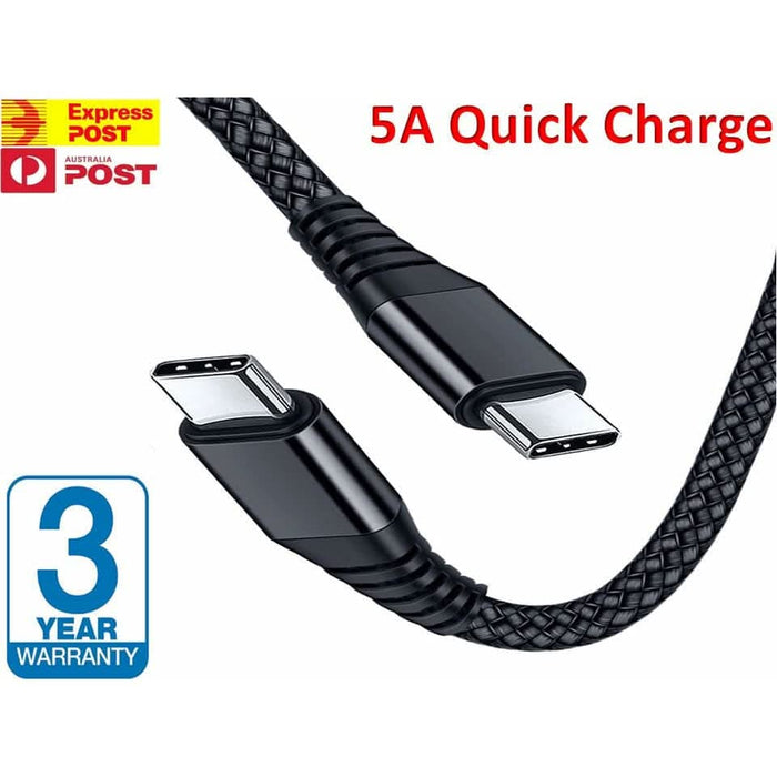 [2 Pack] USB Type C to USB-C Cable Charge PD Quick Charging Data Fast Charger Samsung - Battery Mate