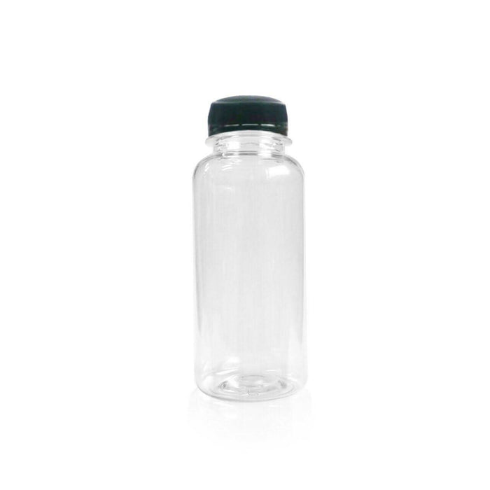 200 Pack | 250ml Clear Bottles Round PET With Black Lids Tamper Evident - Battery Mate