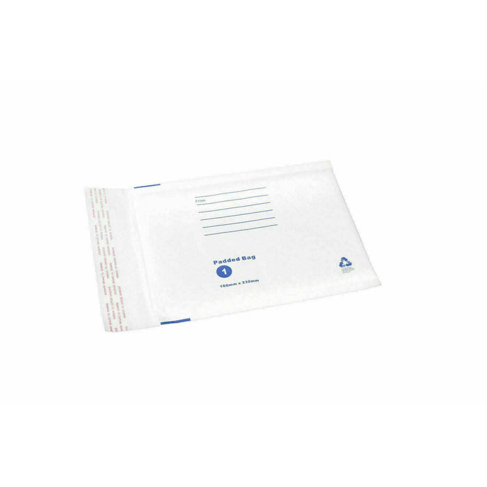 200x Bubble Mailer 160x230mm Padded Envelope White Kraft Paper Plain Bag - Battery Mate