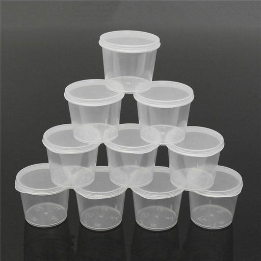 25ml | 100x Take Away Containers Takeaway Food Plastic Lids Bulk - Battery Mate