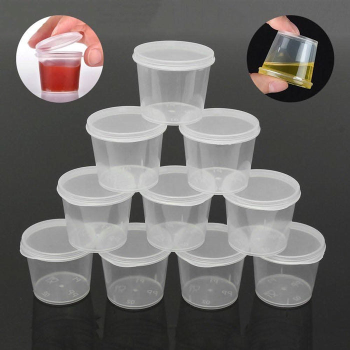 25ml | 100x Take Away Containers Takeaway Food Plastic Lids Bulk - Battery Mate