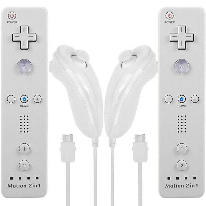 2in1 Built-in Motion Plus Remote Nunchuck Controller For Nintendo Wii - Battery Mate
