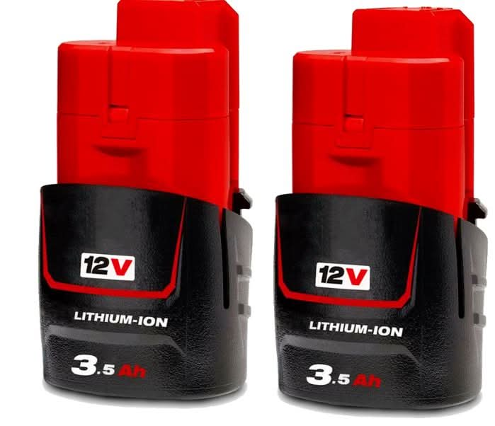 2 Pack 12V 3.5Ah Milwaukee M12 M12B3 Compatible Cordless Battery