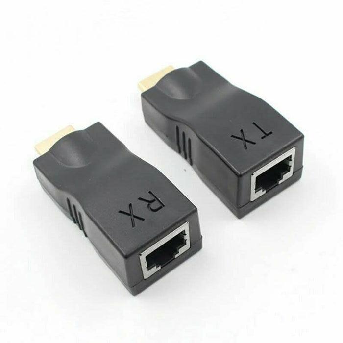 2pcs HDMI Extender to Dual RJ45 Over Cat 5e/6 Network Ethernet Adapter 1080P 30M - Battery Mate