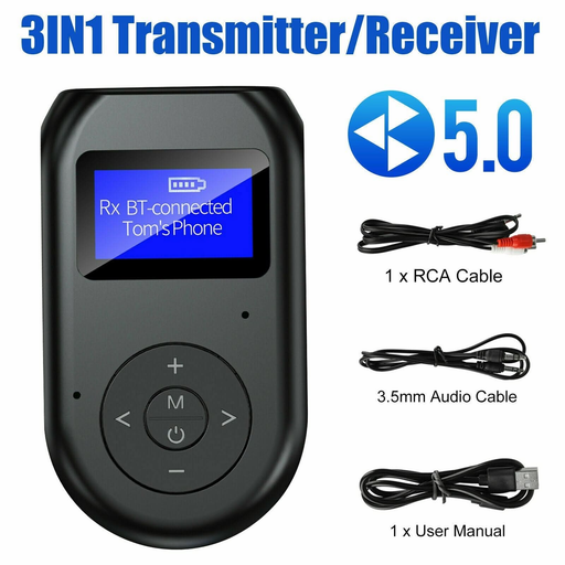 3 in1 Bluetooth 5.0 Wireless Transmitter Receiver Audio 3.5mm Adapter for PC TV - Battery Mate