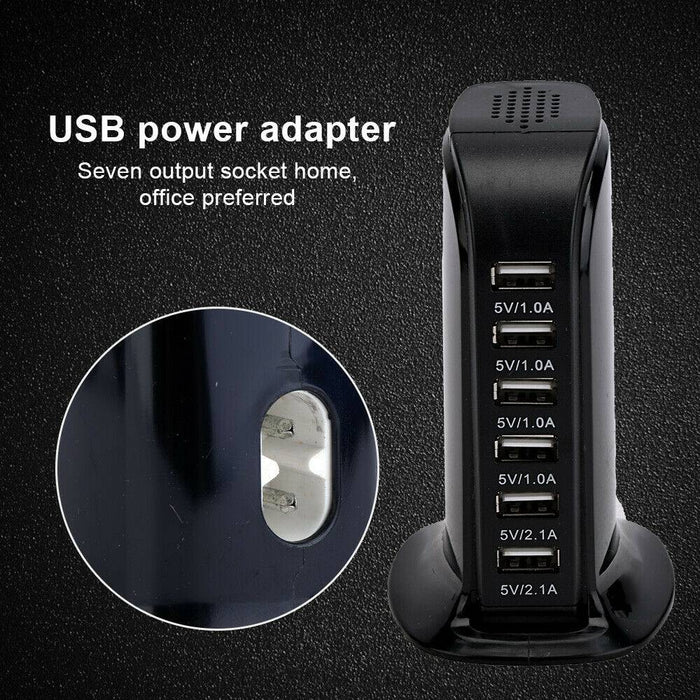 USB Charger USB Charging Station with Rapid Charging Auto Detect Technology  Safety Guaranteed 10-Port Family-Sized Smart USB Ports for Multiple Devices  Smart Phone Tablet Laptop Computer 
