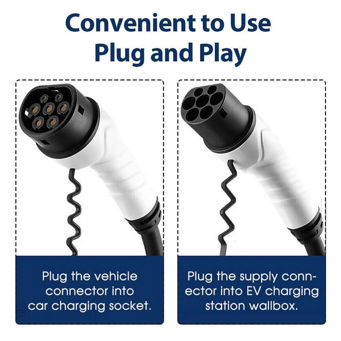 32A/3Phase 22kW 5Meter EV Power Type 2 to Type 2 Charging Cable with Storage Bag - Battery Mate