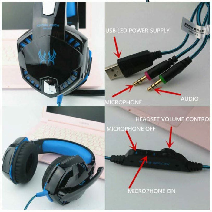 3.5mm Gaming Headset MIC NEW Headphones Surround for PC Mac Laptop PS4 Xbox One - Battery Mate