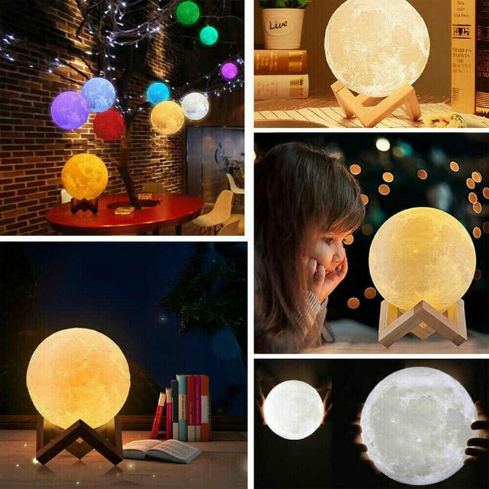 3D Magical Moon Lamp USB LED Night Light Moonlight Touch Sensor 16Colors - Battery Mate