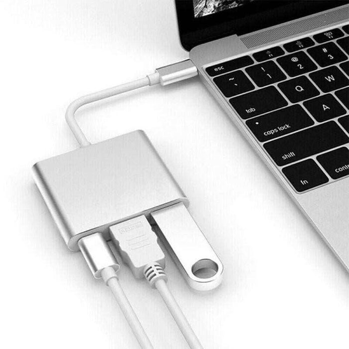 3IN1 USB 3.1 Type-C USB-C to Female HUB 4K HD HDMI Data Charging Cable Adapter - Battery Mate