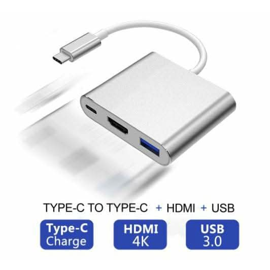 3IN1 USB 3.1 Type-C USB-C to Female HUB 4K HD HDMI Data Charging Cable Adapter - Battery Mate