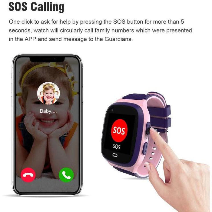 4G Kids Smart Watch GPS Tracker WIFI SOS Camera Video Call Smartwatch Gifts | Pink - Battery Mate