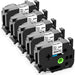 5 Pack Brother TZe-251 Compatible 24mm Black Text on White Laminated Tape - 8 meters - Battery Mate