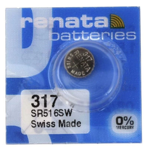 5 Pack SR62 / SR516 / 317 Renata Silver Oxide Battery - Battery Mate