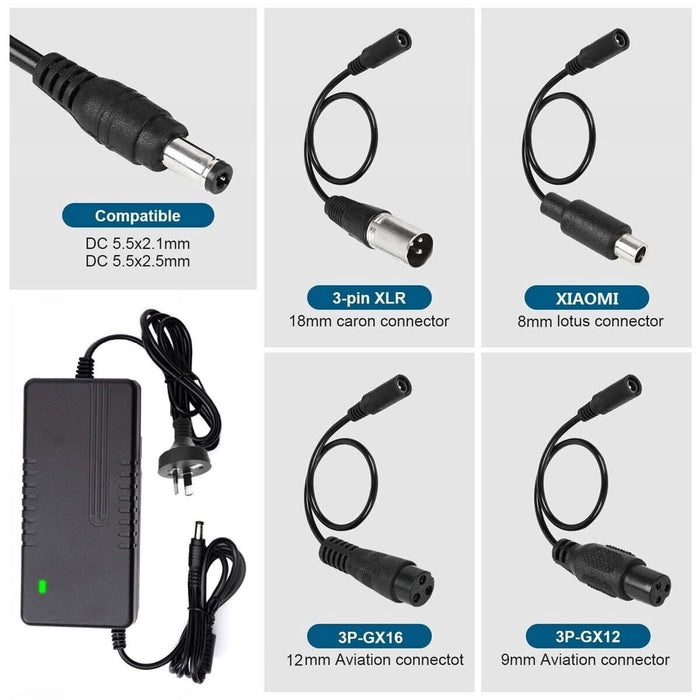 [5 Pins] 54.6V 2A Lithium Battery Power Adapter Charger For 48V Electric Bike Scooter eBike - Battery Mate