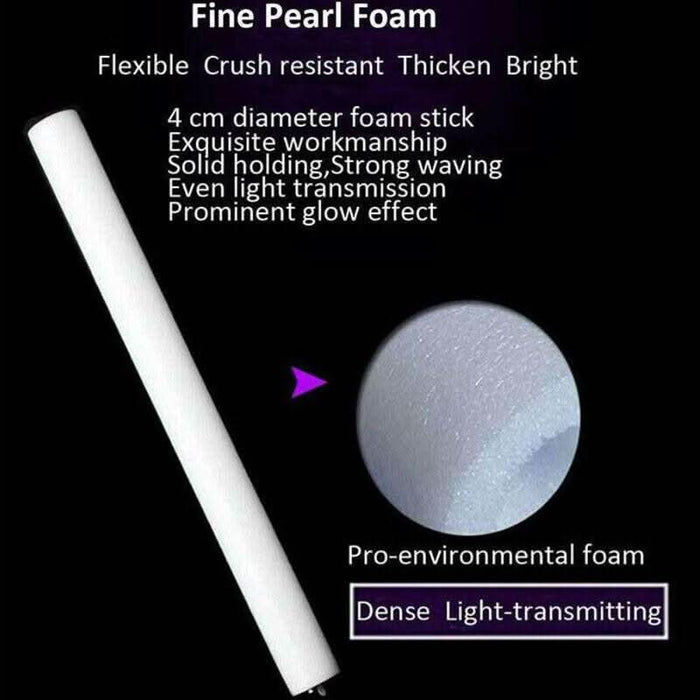 50 Pack | LED Foam Sticks RGB Thunder Wand Glow Sticks Flashing Light Rave Party - Battery Mate