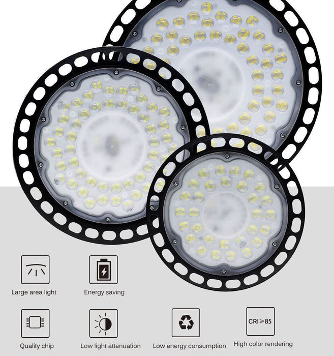 500W LED High Bay Light Low Bay UFO Factory Warehouse Industrial Light - Battery Mate