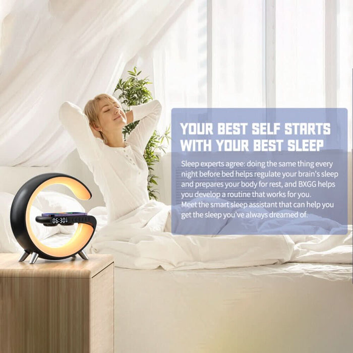 5in1 15W Wireless Fast Charger Smart Bluetooth Speaker with Alarm Clock LED Lamp - Battery Mate