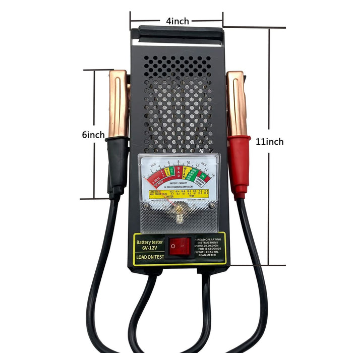 6V/12V 100AMP Car Battery Load Alternator Tester with Voltmeter and Alligator Clips for All Batteries Car, RVs, Motorcycles, ATV, Boats - Battery Mate