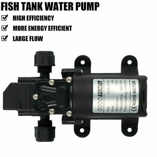 70W Water Pump 6L/Min 12V 130PSI High Pressure Self-Priming Caravan Camping Boat - Battery Mate