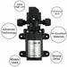 70W Water Pump 6L/Min 12V 130PSI High Pressure Self-Priming Caravan Camping Boat - Battery Mate