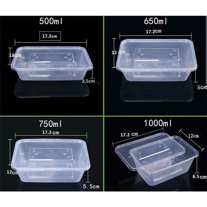 750ml (Large) | 100 Pack Food Containers Takeaway Storage Box - Battery Mate