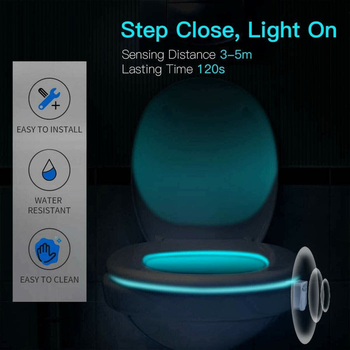 8 Colors Toilet Bowl LED Night Light Motion Activated Seat Sensor Lamp Bathroom - Battery Mate