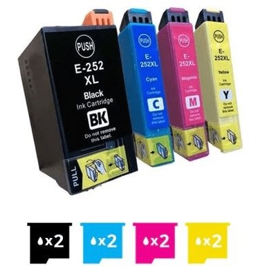 8 Pack Epson 252XL Compatible Ink Cartridges [C13T253192-C13T253492] [2BK,2C,2M,2Y] Our Price: In - Battery Mate