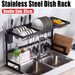 85cm Over Sink Dish Drying Rack Drainer Stainless Steel Cutlery Holder - Battery Mate