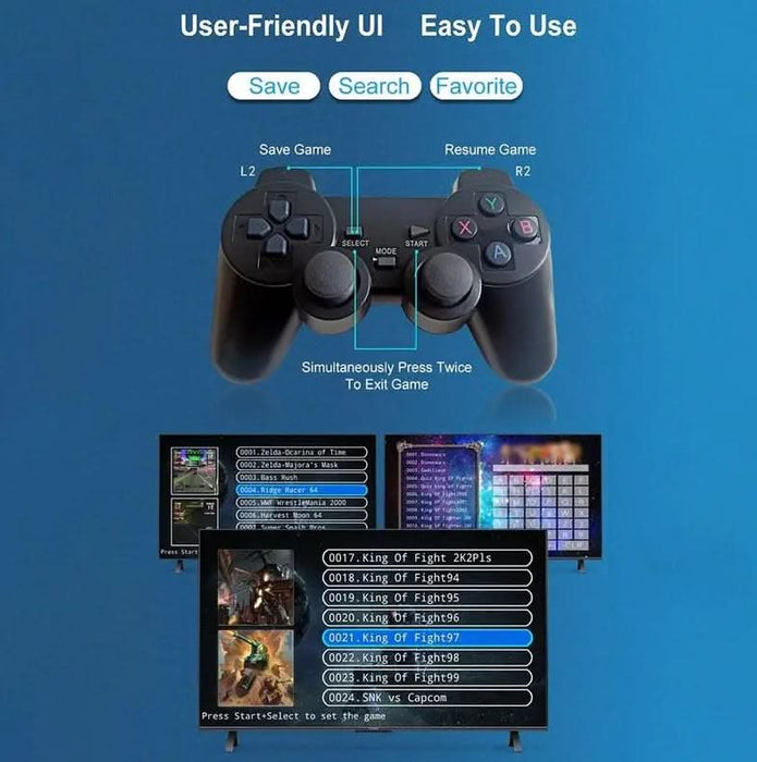 X8 Dual System Android Game Stick 4K Mini Video Game Console 64GB 10000  Free Games Support WIFI With Wireless Gamepads