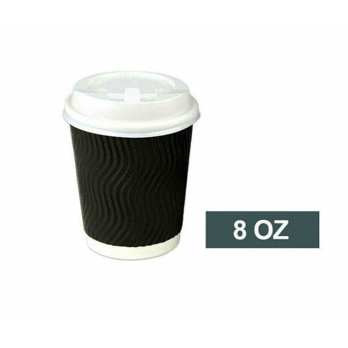8oz (Small) 500pcs Disposable Coffee Cups Bulk Takeaway Paper Triple Wall Take Away - Battery Mate