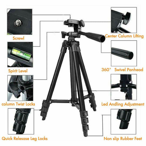 Adjustable Aluminum Tripod Stand Phone Holder For iPhone / Samsung / DSLR etc - Battery Mate