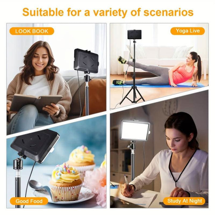 Adjustable Tripod Stand, Color Filters, and Dimmable 5600K USB LED Video Light for Tabletop/Low-Angle Shooting, Zoom/Video Conference Lighting, Game Streaming, and YouTube Video Photography - Battery Mate