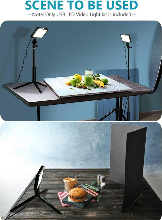 Adjustable Tripod Stand, Color Filters, and Dimmable 5600K USB LED Video Light for Tabletop/Low-Angle Shooting, Zoom/Video Conference Lighting, Game Streaming, and YouTube Video Photography - Battery Mate