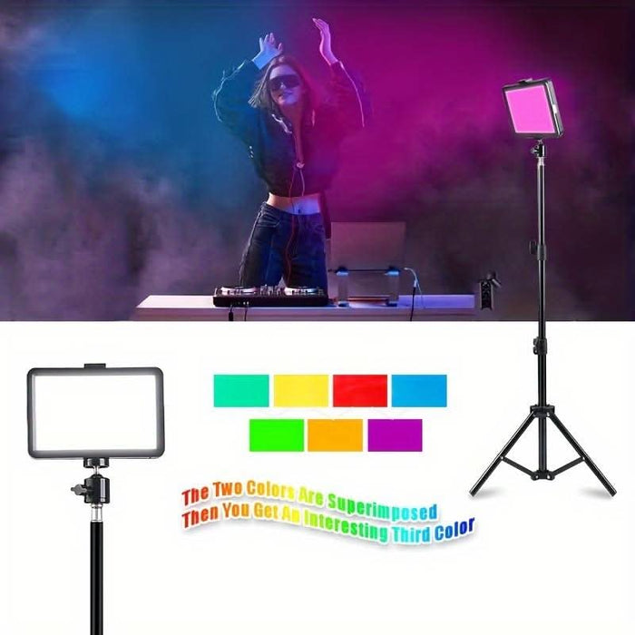 Adjustable Tripod Stand, Color Filters, and Dimmable 5600K USB LED Video Light for Tabletop/Low-Angle Shooting, Zoom/Video Conference Lighting, Game Streaming, and YouTube Video Photography - Battery Mate