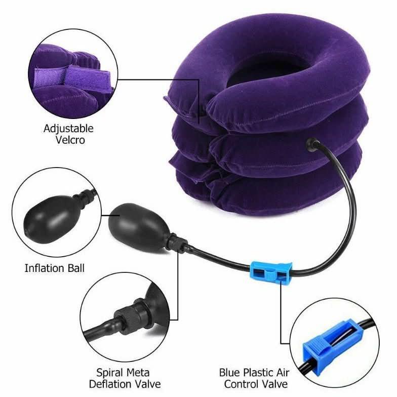 Air Inflatable Neck Pillow Head Cervical Traction Support Stretcher Pain Relief