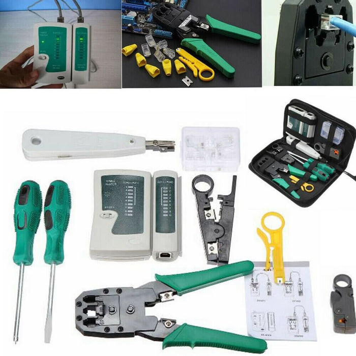 Analyzer Network Cable Tool Kit LAN Crimper Down Wire Stripper Cat5 6 RJ45 BAG - Battery Mate