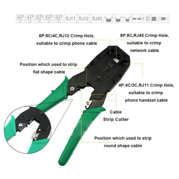 Analyzer Network Cable Tool Kit LAN Crimper Down Wire Stripper Cat5 6 RJ45 BAG - Battery Mate