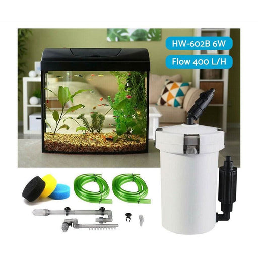 Aquarium External Canister Filter Aqua Fish Water Tank Sponge Pond 400L/H - Battery Mate