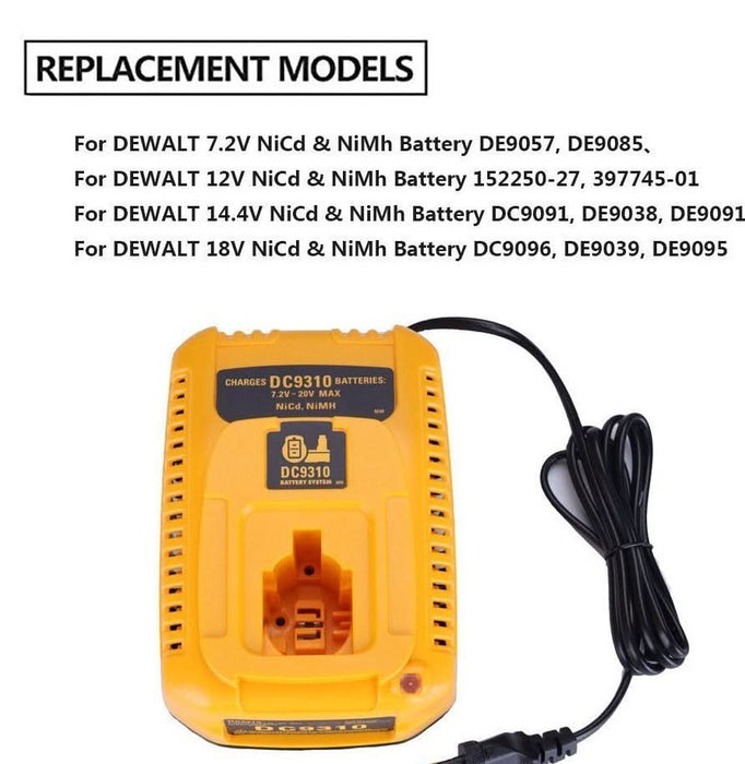 Battery Charger for Dewalt 7.2V 9.6V 12V 14.4V 18V Ni Cd Ni MH 240V Battery Mate