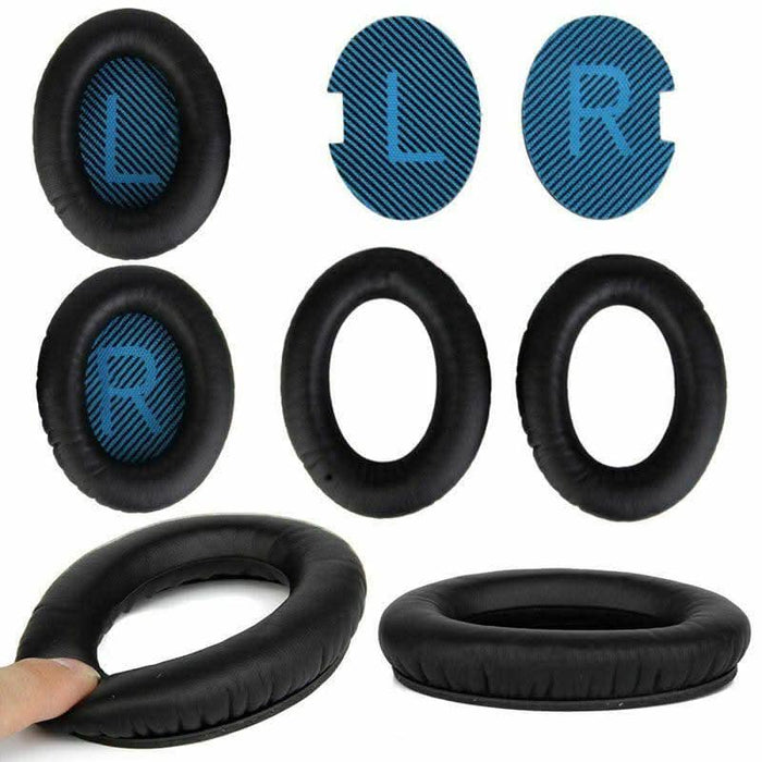 Black | Replacement Ear Pads Pad Cushions for Bose QC2 QC15 QC25 AE2 AE2I AE2w Headphone - Battery Mate