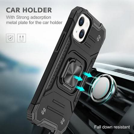 Black Shockproof Ring Case Stand Cover for iPhone 12 - Battery Mate