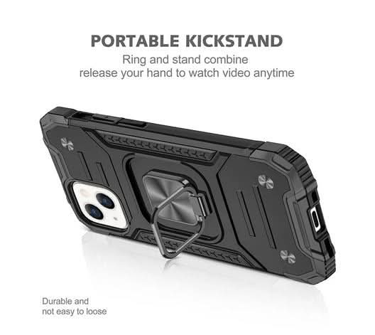 Black Shockproof Ring Case Stand Cover for iPhone X - Battery Mate