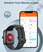 Black Smart Watch for Women Men Bluetooth Call Voice/Dial, 1.7'' DIY Full Touch Screen Fitness Tracker with Heart Rate Sleep Monitor Pedometer Message Reminder 5ATM Waterproof Smartwatch for Android iOS - Battery Mate
