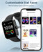 Black Smart Watch for Women Men Bluetooth Call Voice/Dial, 1.7'' DIY Full Touch Screen Fitness Tracker with Heart Rate Sleep Monitor Pedometer Message Reminder 5ATM Waterproof Smartwatch for Android iOS - Battery Mate