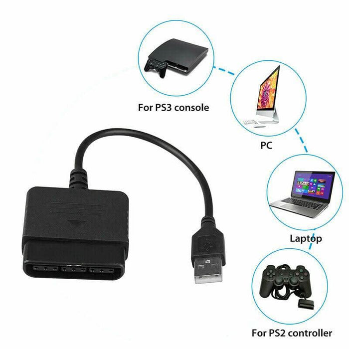 Cable Converter Compatible for PS2 Controller to PS3 PC USB Adapter Co ...