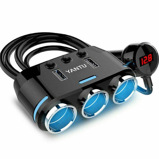 Car Charger Cigarette Lighter 3 Port Power Adapter Socket + Dual USB - Battery Mate