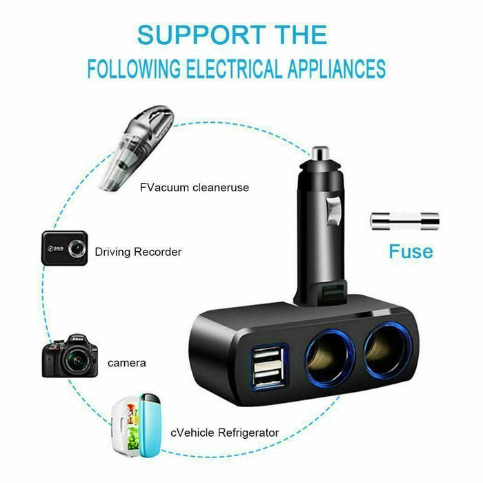 Car Charger Cigarette Lighter Double Power Adapter Socket Splitter Dual USB AUS - Battery Mate