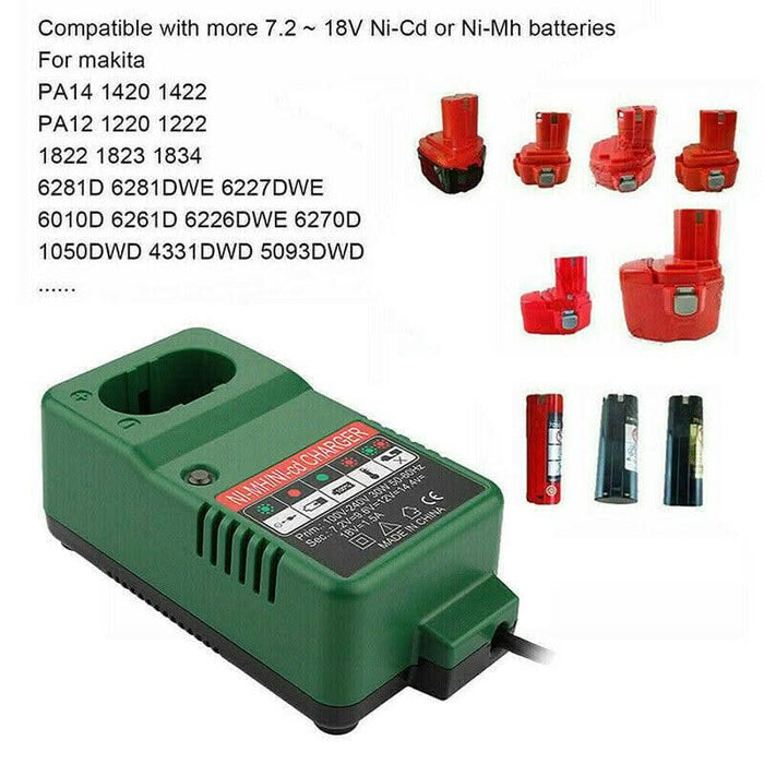 Charger for Makita NiMH NiCd Battery DC1414T DC1414F DC1804 7.2V-18V Tool - Battery Mate